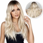 SassyGoods Blonde Pruik - Pruiken Dames Lang Haar - Haarwerk - Haren Vrouwen - Lijkt Echt Haar - Verstelbaar - Blond - 60 cm