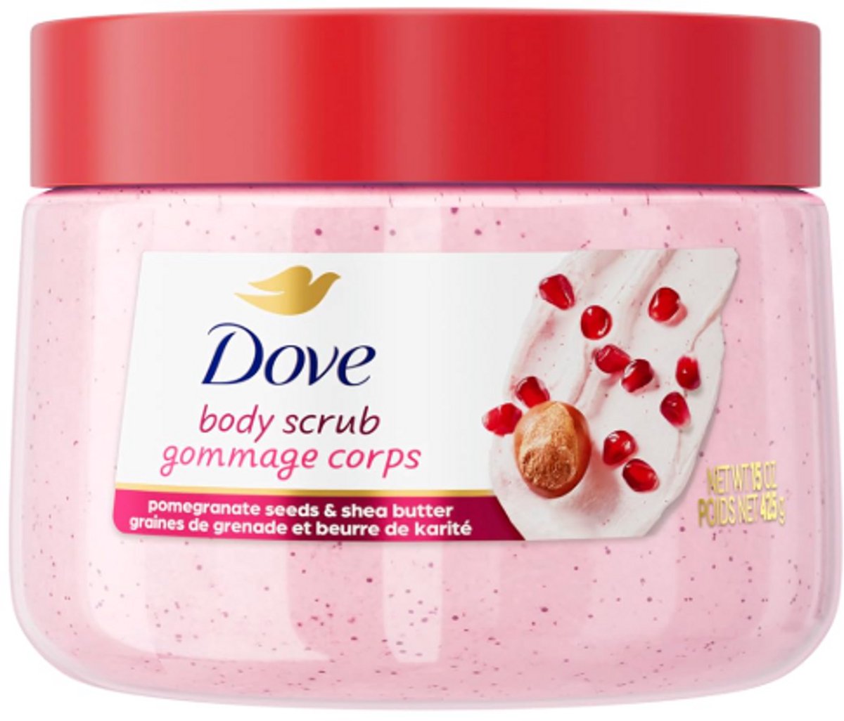 Dove Body Scrub - Pomegranate Seeds & Shea Butter - Moisturize, Exfoliate and Nourish - 444ml