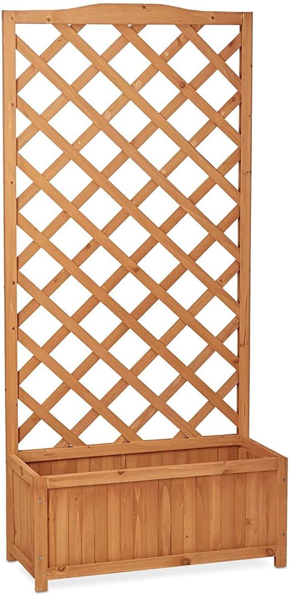 Candala Bloembak voor de tuin met roosterplaat van hout, 100 x 62 x 23 cm
