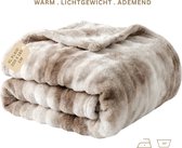 NAKA Home Plaid en polaire - Fausse fourrure luxueuse et douce - Chaud et léger - Beige - 180 x 200 cm