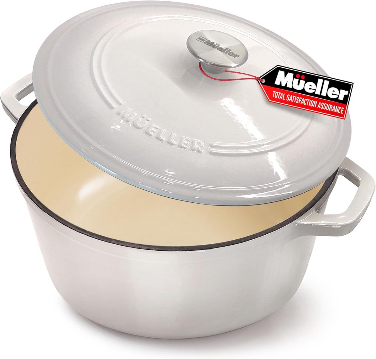 Gietijzeren Nederlandse Oven met Deksel Emaille 4.5 QT Geschikt voor Alle Warmtebronnen