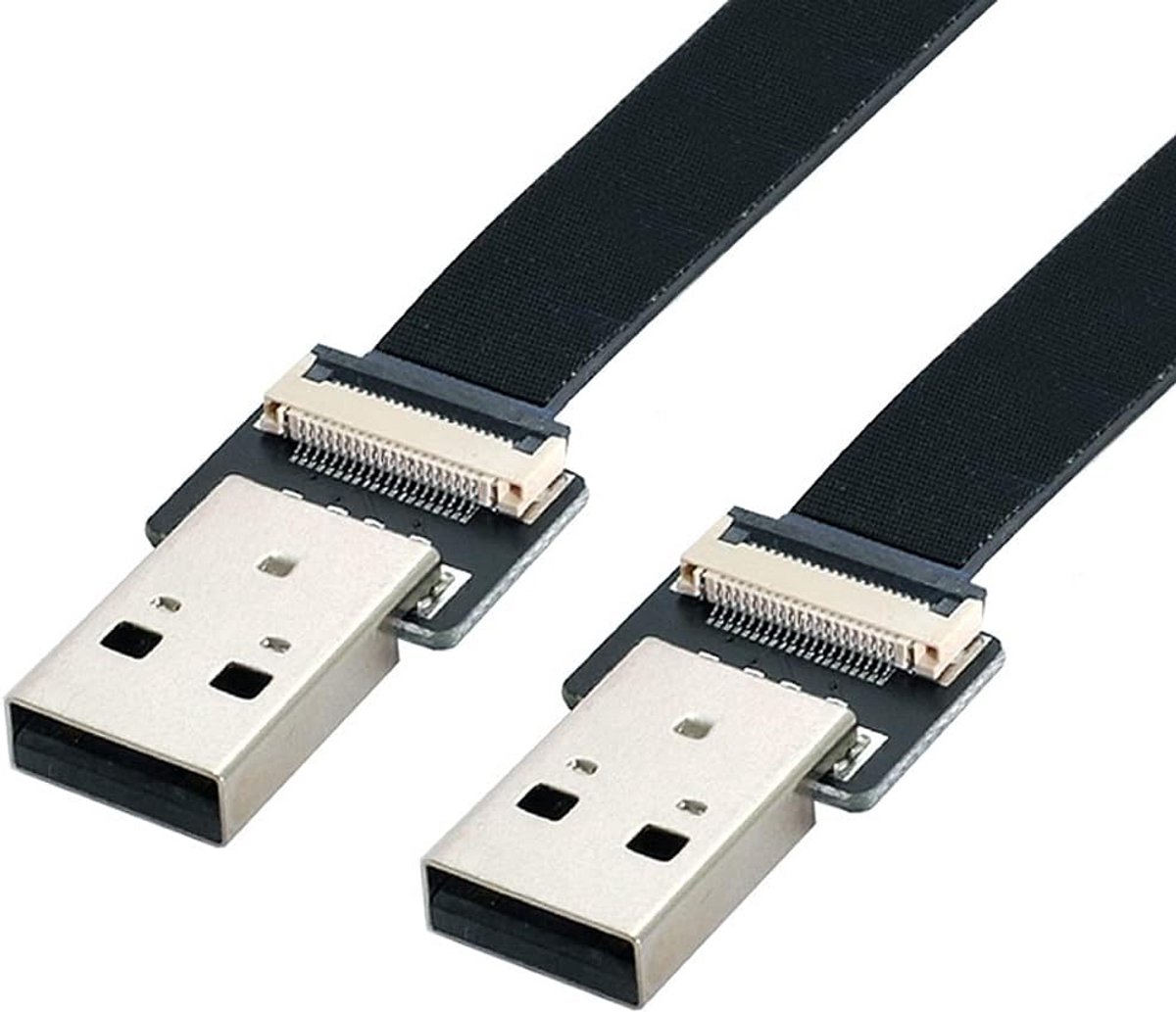 USB 2.0 Platte Verlengkabel USB A Mannelijk naar Mannelijk 20 cm