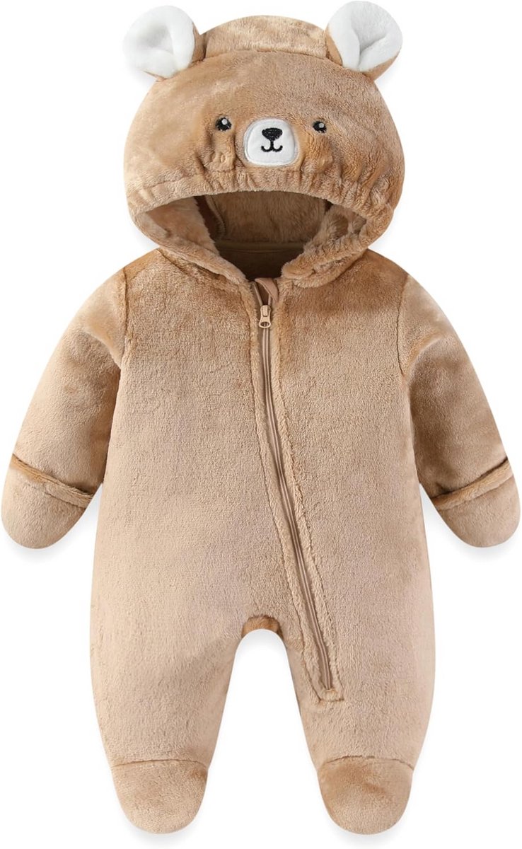 Warme Fleece Sneeuwpak voor Baby Jongen en Meisje - Hooded Winter Jumpsuit