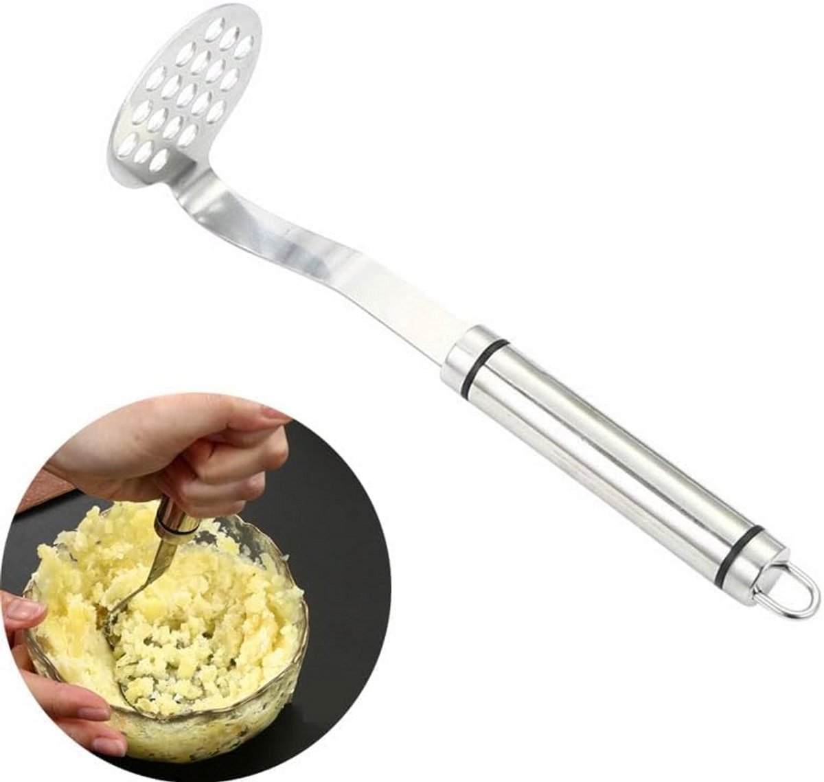 Robuuste Aardappelstamper van Roestvrij Staal met Lang Handvat