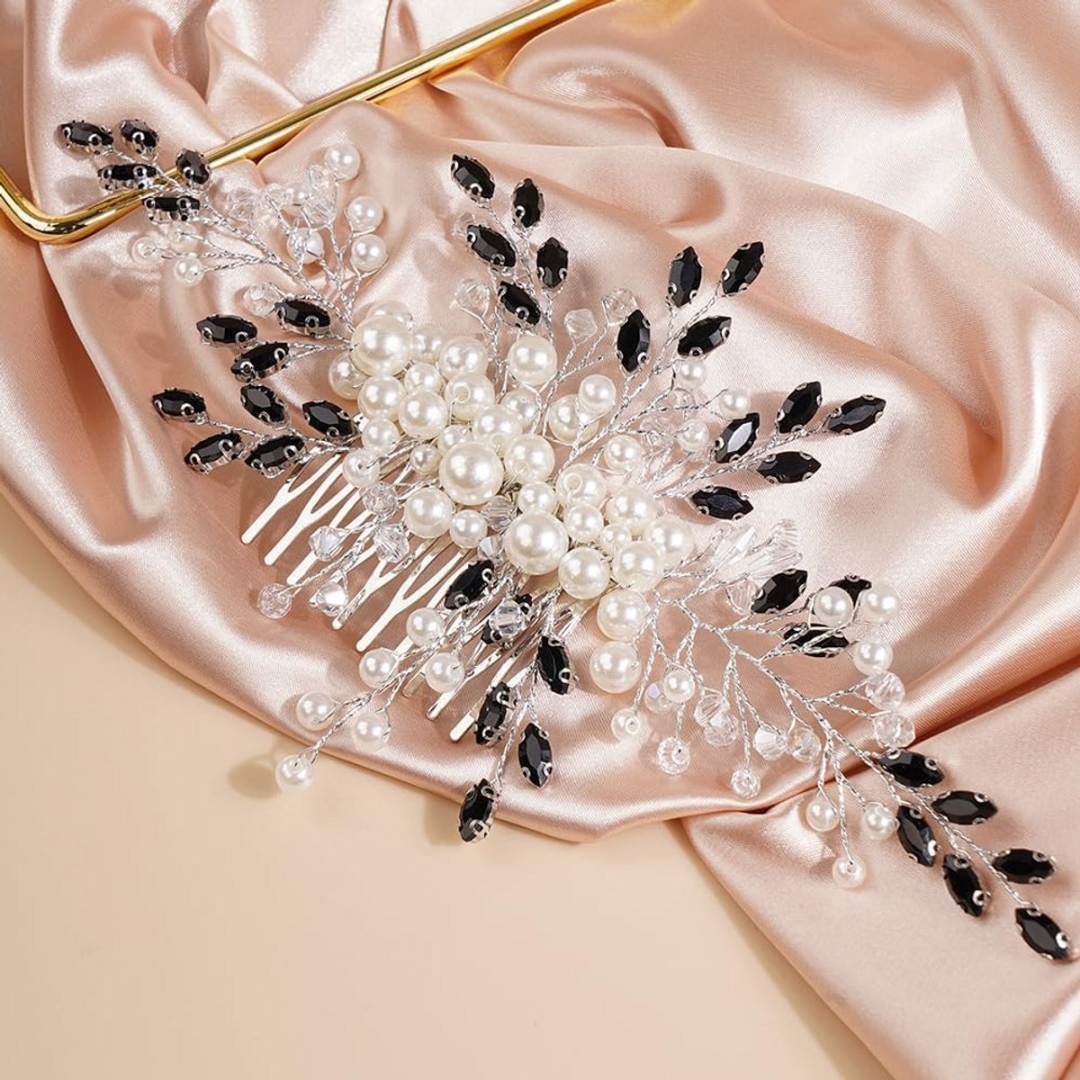 Bruidshaaraccessoire met Kristal, Strass en Parels voor Bruiloft