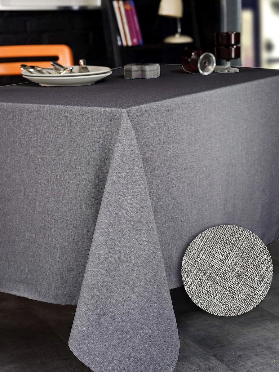 Elegante Rechthoekige Tafelkleed Polyester Grijs 150 x 300 cm