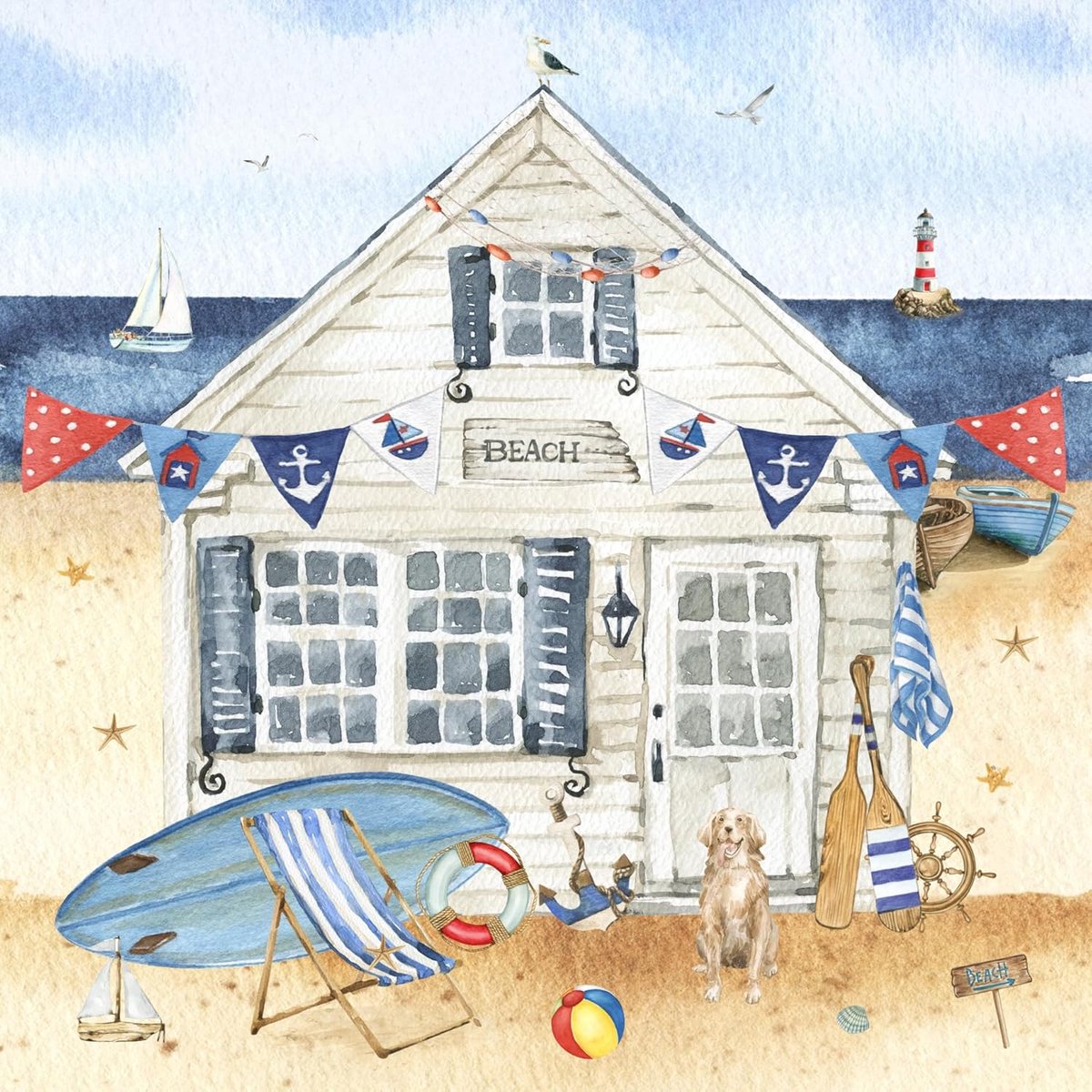 20 Papieren Servetten Strandhutten Zee & Dieren - Feestdecoratie en Knutselen