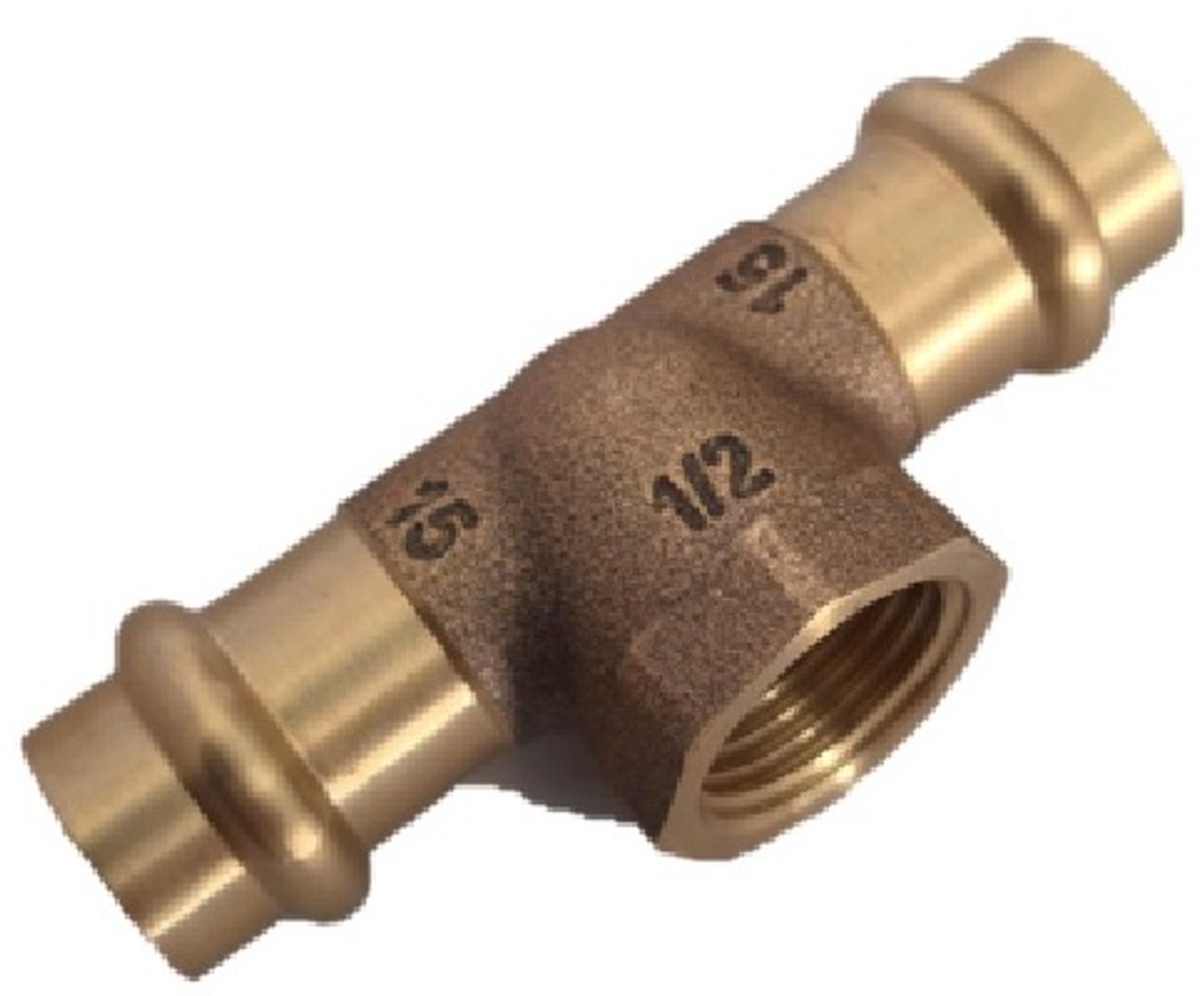 KIRCHHOFF BR T-stuk - Blanco - 15 mm x 1/2"BI x 15 mm - 2 mofen - (P4130g)