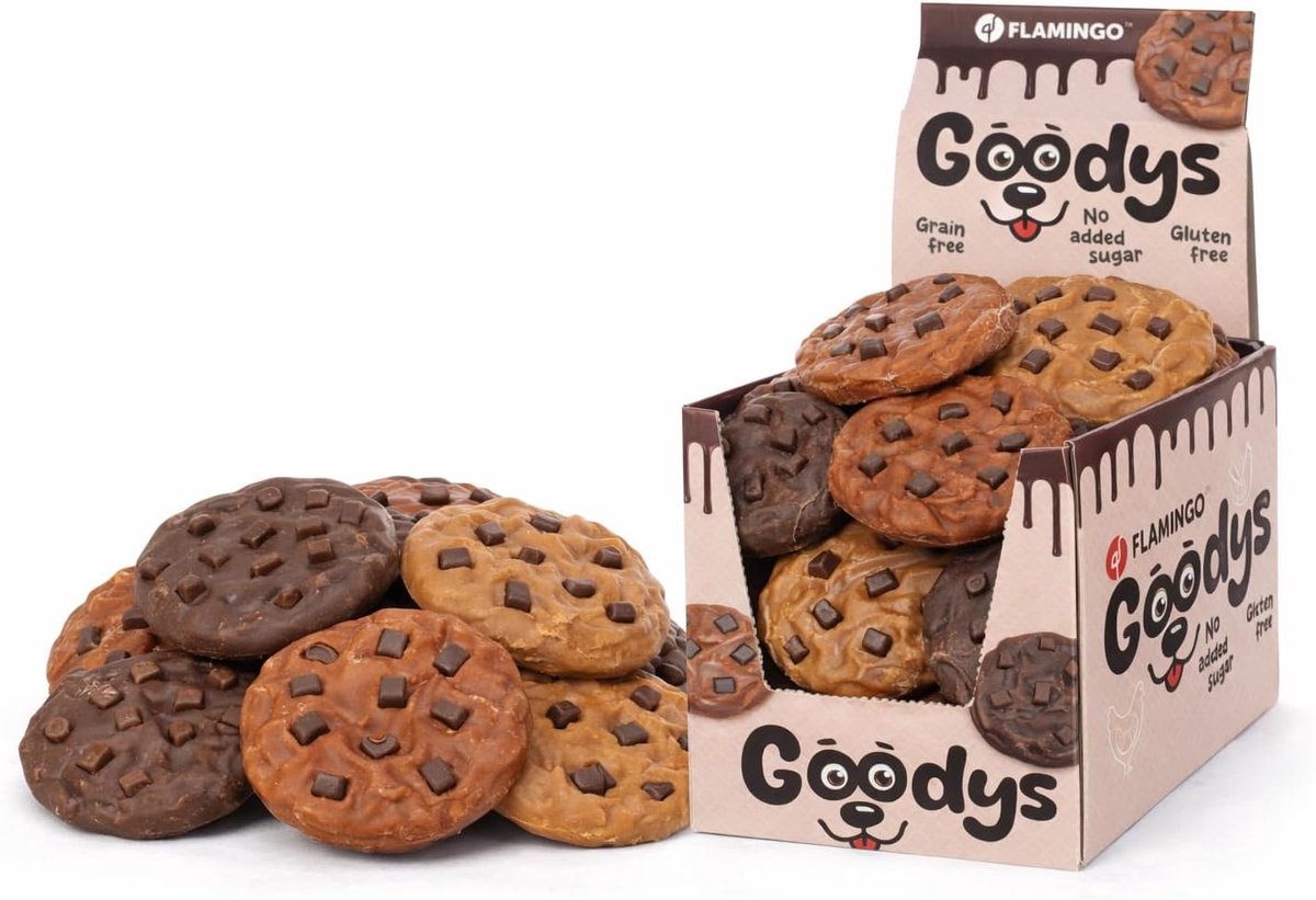 Hondensnack – Flamingo Goodys Koekje met kip Meerkleurig L – Ø 7,5 cm – glutenvrij & graanvrij – met kip & zoete aardappel – zonder toegevoegde suikers – 1,5 kg