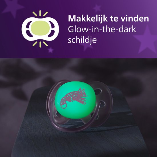 Philips Avent Ultra Soft Nighttime - 6 tot 18 maanden - Glow-in-the-dark fopspeen - SCF094/04 van Merkloos — afbeelding 4
