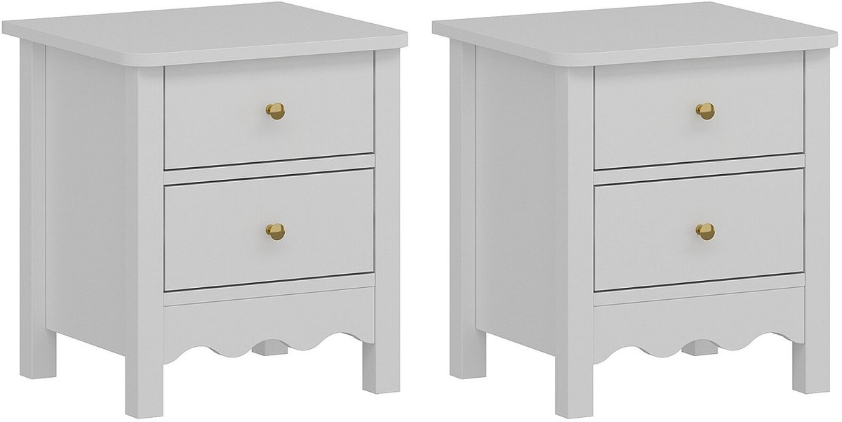 Vente-unique Set van 2 nachtkastjes met 2 lades - Wit - ILIZANA