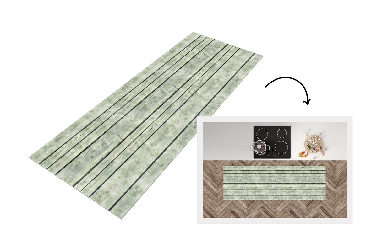 KitchenYeah Keukenloper 180x60 cm - Keukenmat vinyl Vintage - Hout - Patronen - Plank - Keukenmatten loper - Keuken vloerkleed tapijt Planken - Vintage