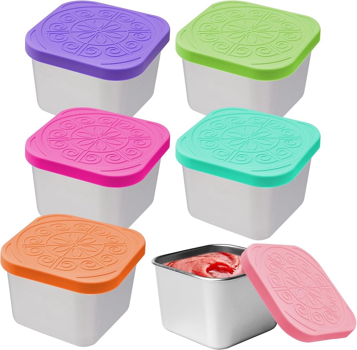6x RVS Saladedressing Containers 180ml - Herbruikbare Sausbakjes voor Onderweg
