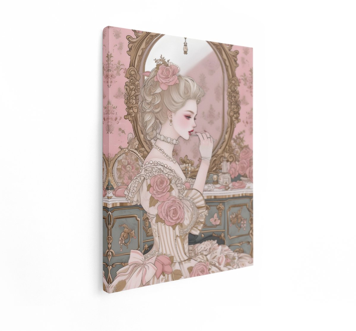 Artaza Canvas Schilderij Vintage Dame - 30x40 cm - Wanddecoratie Romantisch - Muurdecorati