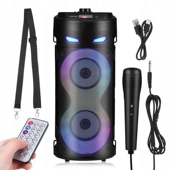 Draagbare Karaoke Box 40W - Bluetooth Speaker met 2 Microfoons & RGB Licht - Voor Feesten en Camping van N-GEAR — afbeelding 2