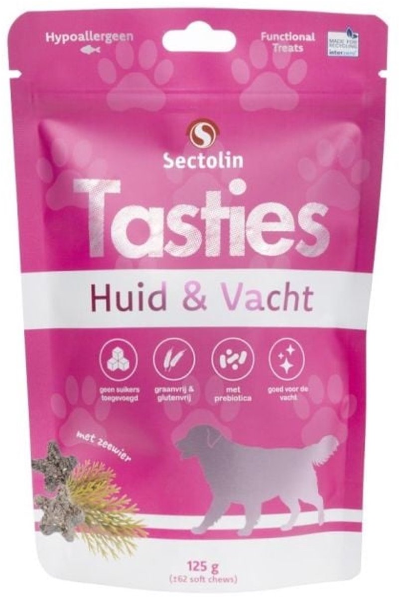 Sectolin - Tasties Huid & Vacht - Beloningssnoep - Prebiotica & Zeewier - 125 gram