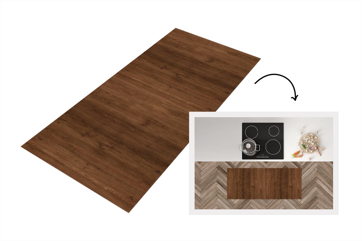KitchenYeah Keukenloper 120x50 cm - Keukenmat vinyl Hardhout - Patronen - Bruin - Keukenmatten loper - Keuken vloerkleed tapijt Planken