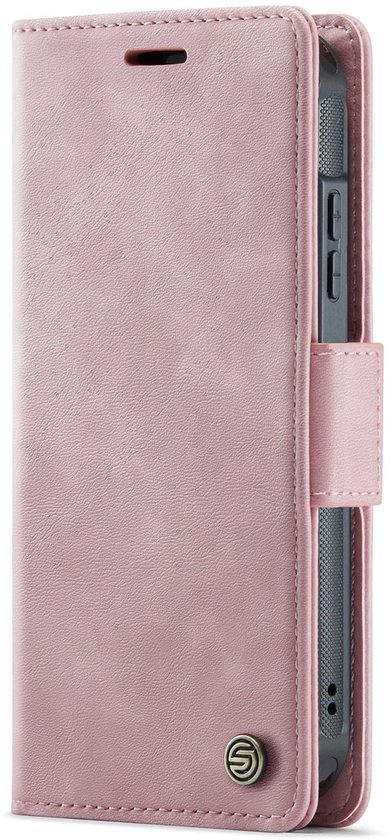 Roze hoesje, dicht met SOLIDENZ logo, met zijdelingse clip.