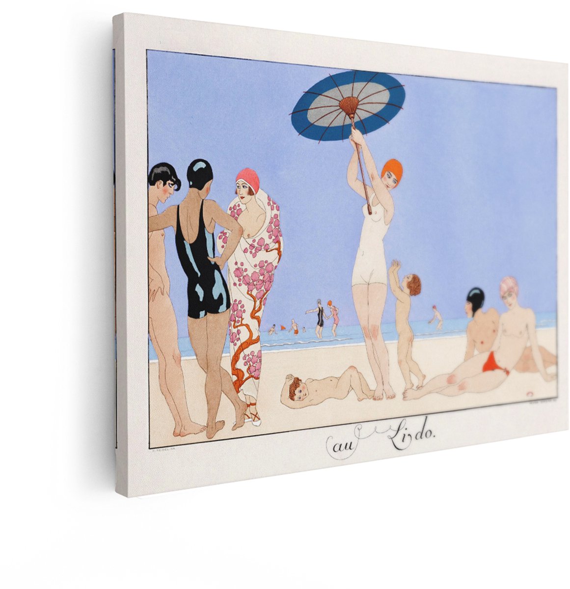 Artaza Canvas Schilderij Vrouw - 40x30 cm - Wanddecoratie Strand Zee - Muurdecoratie Vinta