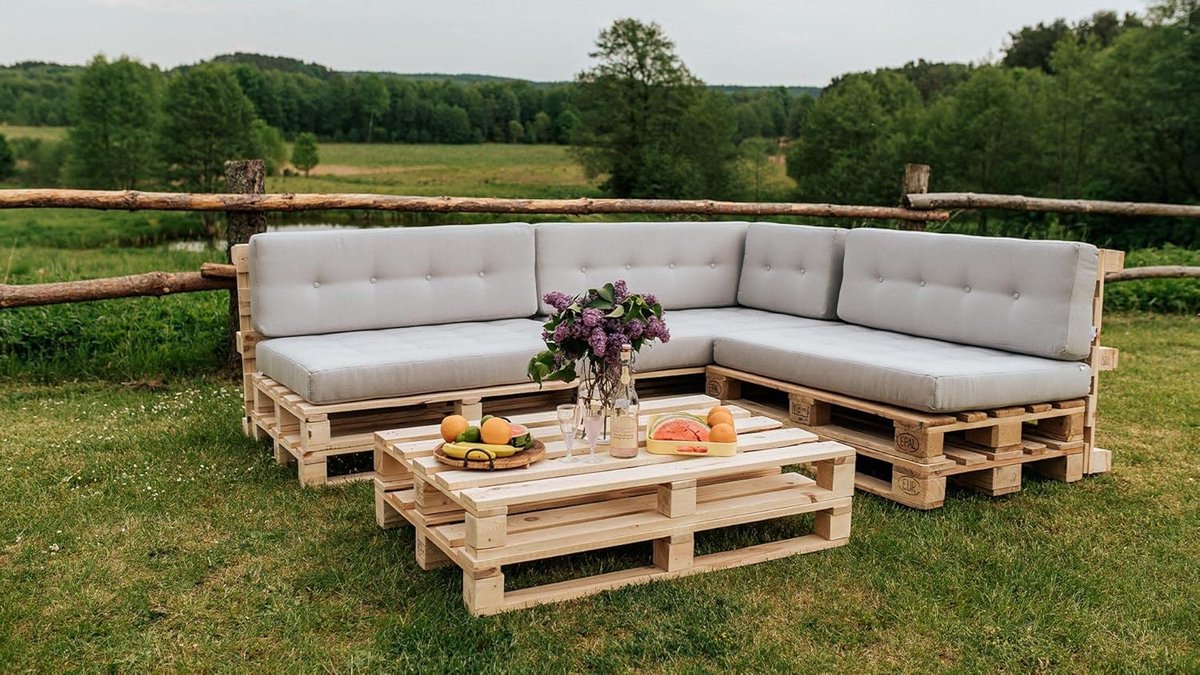 Comfortabele Palletkussens Set | Zithoek Kussens en Rugkussens | Duurzaam, Krasbestendig & Luxe PU Foam | 120x80 + 120x40 cm | Donkergrijs – House&Garden