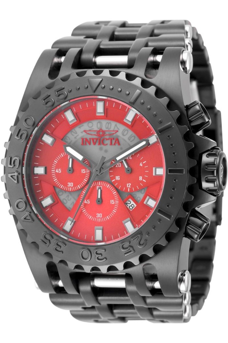 Invicta Coalition Forces 49766 Heren Horloge - Waterdicht - Analoog - Quartz Uurwerk - Roestvrij Staal met rode Wijzerplaat - 50mm