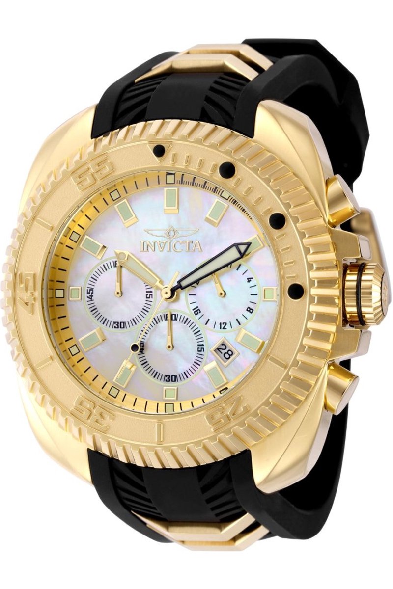 Invicta Coalition Forces 49791 Heren Horloge - Waterdicht - Analoog - Quartz Uurwerk - Roestvrij Staal met gouden Wijzerplaat - 50mm