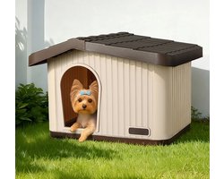 Kunststof Hondenhok Dierenverblijf PEDRO 1 Bruin/beige 60x51x41cm