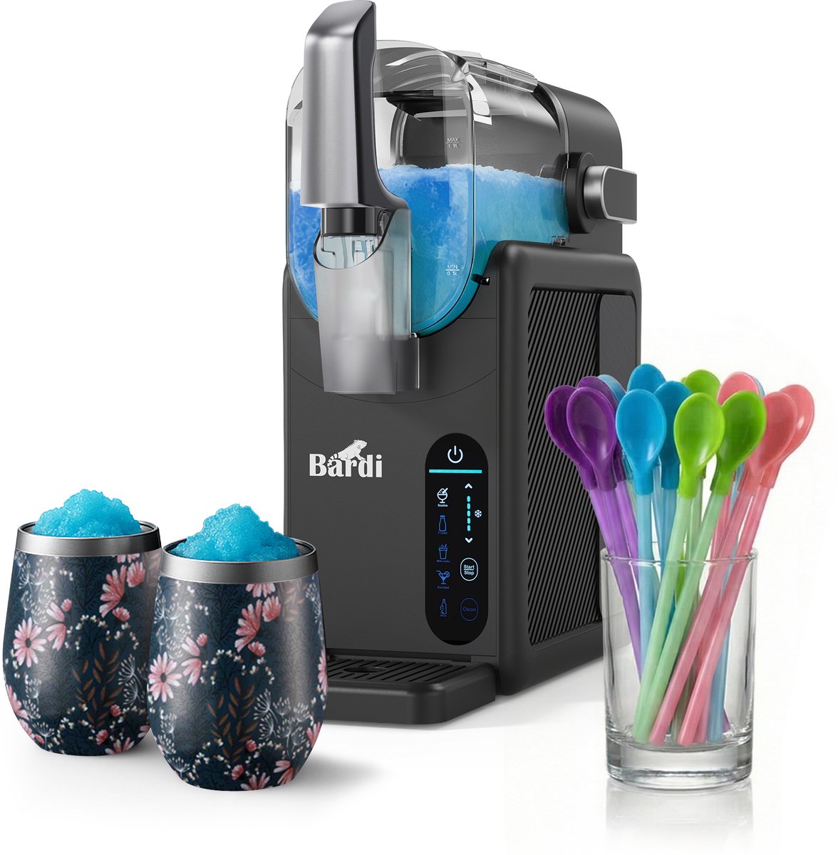 Bardi Slush Hero slushmachine – Grijs – met set cups Japanese Flower
