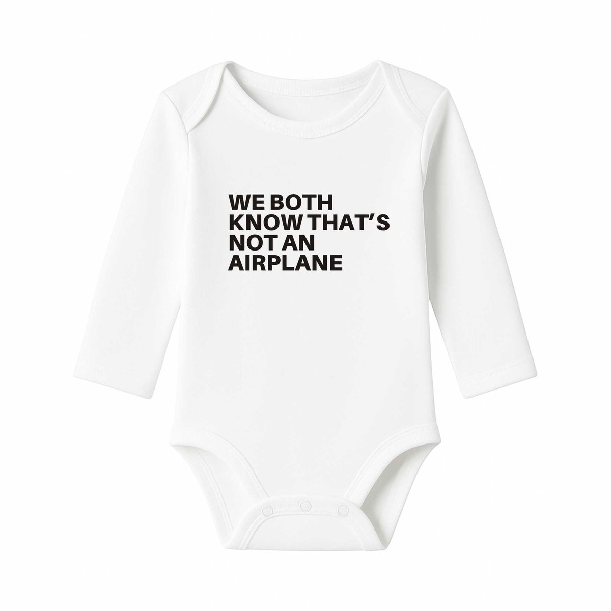 Romper met Tekst Baby – We both know that’s not an airplane – Wit – Lange mouw – Maat 62/68