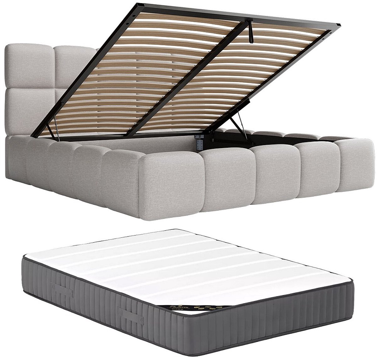 Pascal Morabito Bed met opbergruimte stof lichtgrijs 180 x