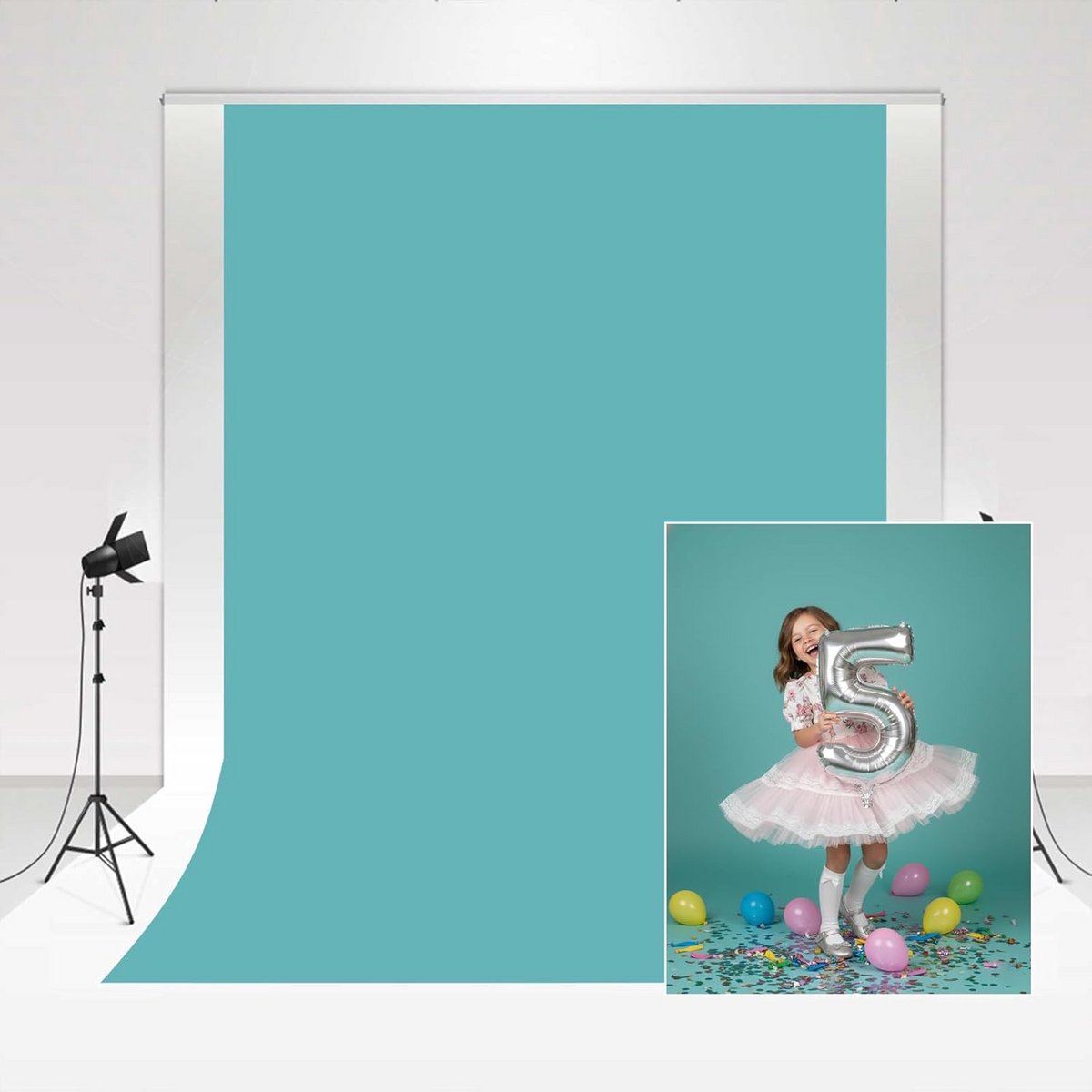 Effen Blauwe Achtergrond 1.5x2.2m voor Studio en Portretfotografie Zonder Vouwen