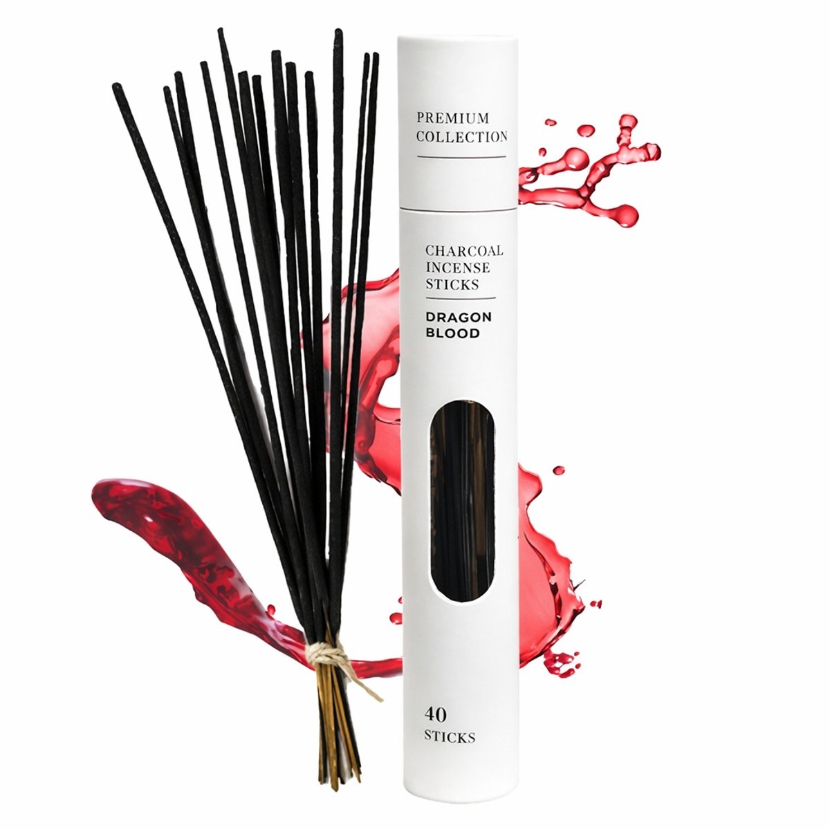Flora Classics Premium Dragon Blood Wierookstokjes – 40 Stuks – 25,5 cm – Charcoal Incense – Inclusief Bewaarkoker Bruin