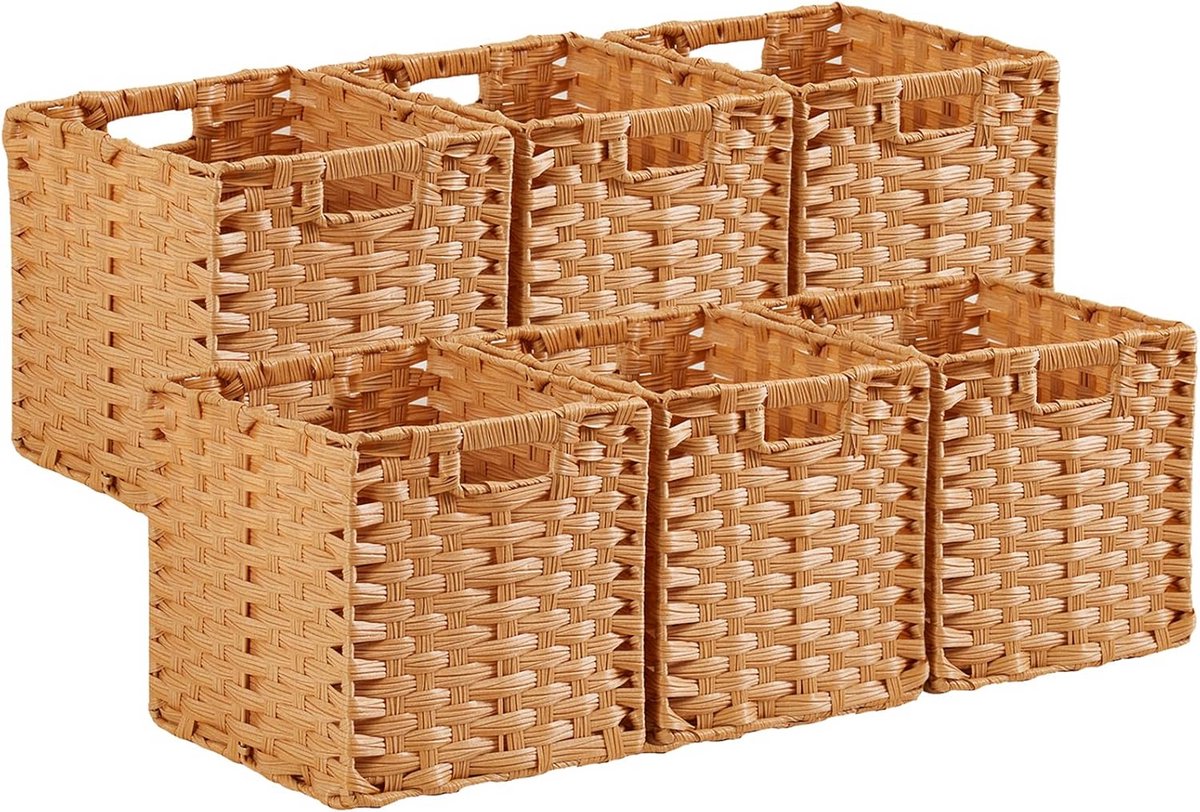 Set van 6 Waterdichte Opbergkubussen - Kunstrotan Decoratieve Opbergdozen voor Kasten