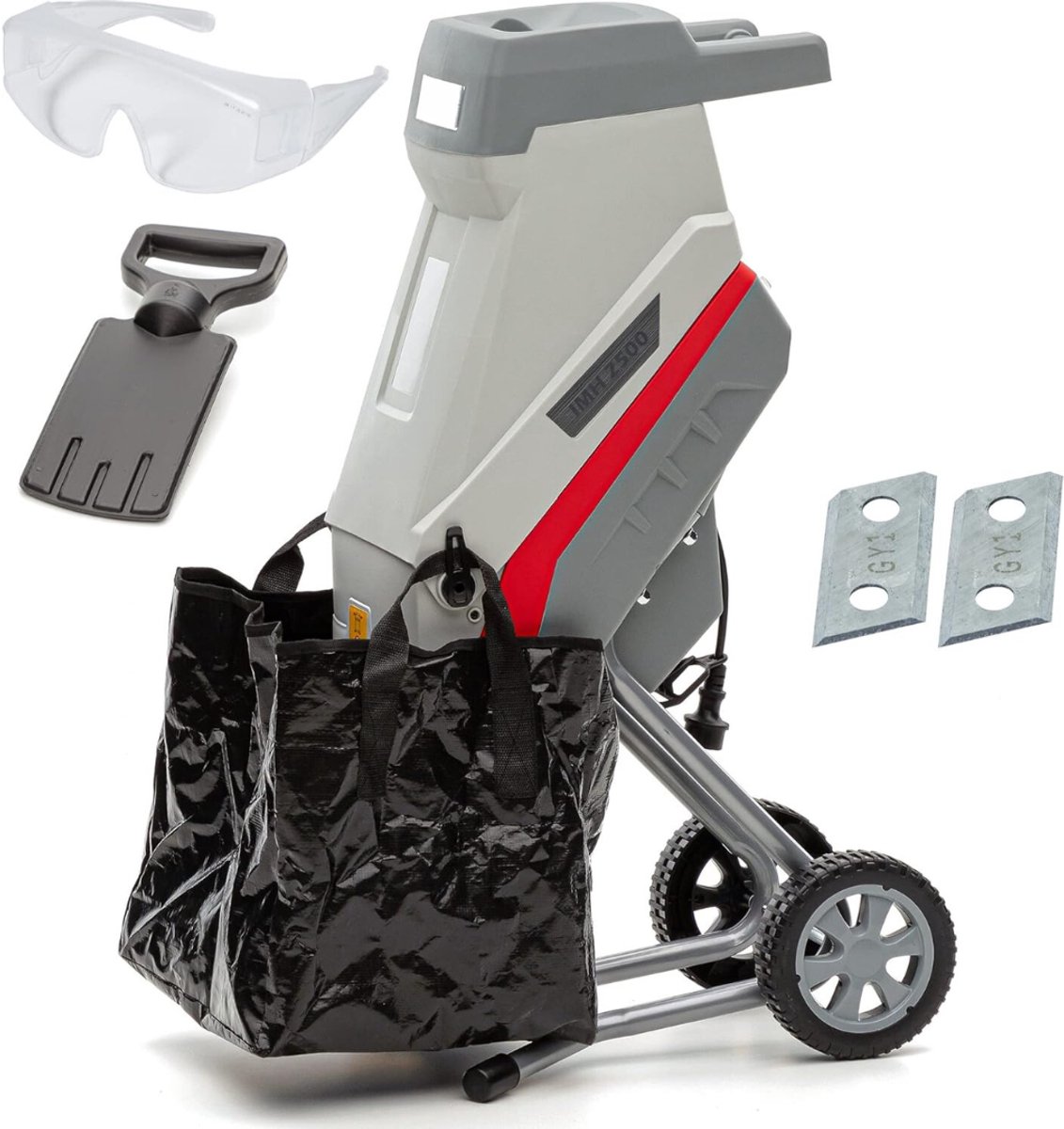 Florixa® Hakselaar Versnipperaar – Hakselaar Electrisch - Shredder - Grijs - 46cm x 37cm x 91cm