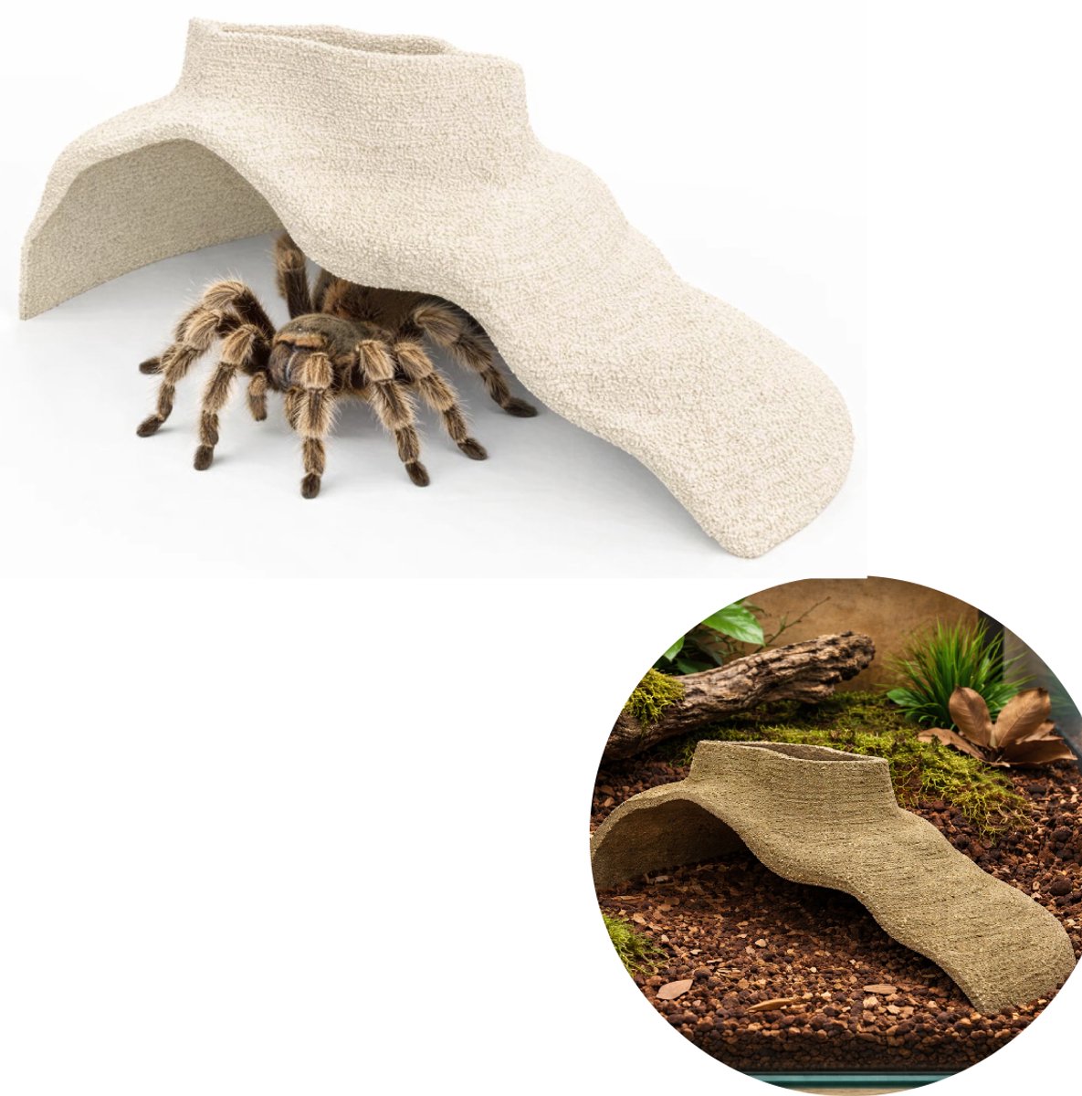 T3D Terrarium Grot met Bovenopening – Natuurlijke Schuilplaats voor Spinnen en Reptielen – Geschikt voor Droge Terrariums