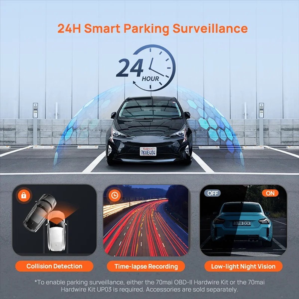 HOB Dashcam - Daschcam Voor Auto - 64 GB - Dashcam 2K - WiFi - Nachtzicht - Parkeerbewaking - App bediening - Groothoek 143° – foto 3