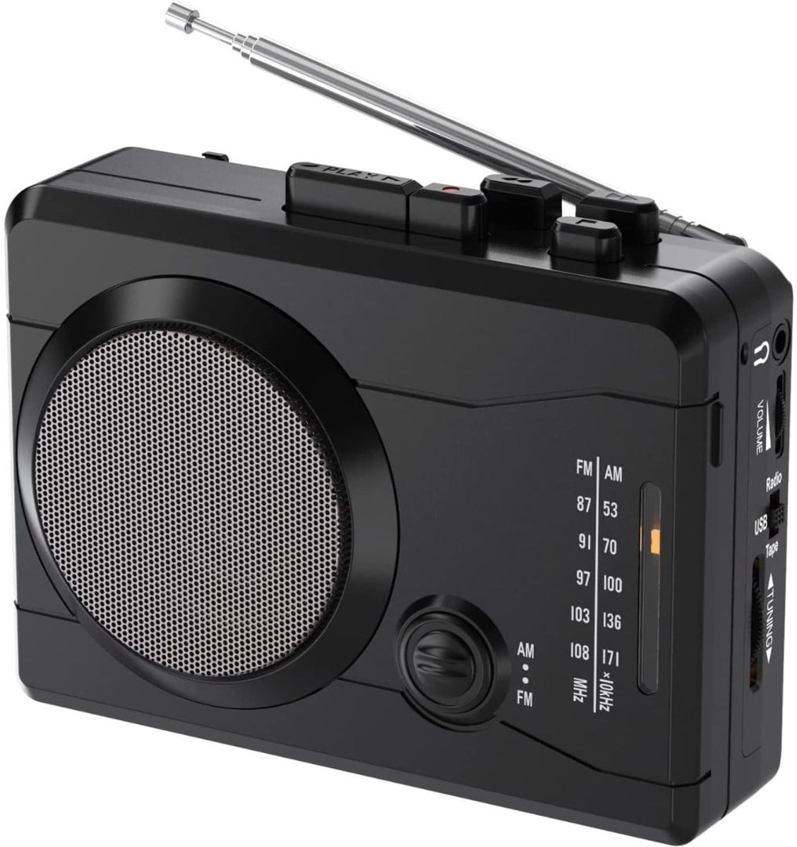 Florixa® Discman - Diskman – Draagbare Cassette Speler - Zwart - 12cm x 9cm x 4cm