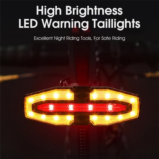 Bike Tail Light with Turn Signals - Wireless Remote - Waterproof - USB Rechargeable - Ultra Bright Safety Taillight for Night Riding — afbeelding 3