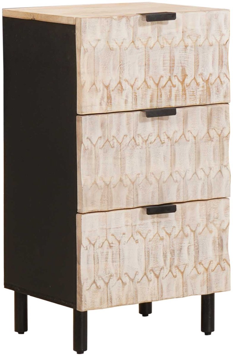 vidaXL - Dressoir - Witte - Was - Afwerking - 40 - x - 33 - x - 75 - cm - Massief - Mango - Hout