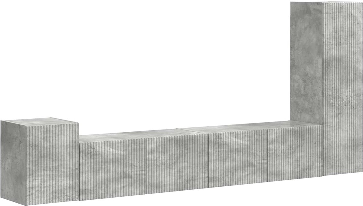 vidaXL - Tv-meubelset - Wandgemonteerd - 3 - pcs - Beton - Grijs - Bewerkt - hout