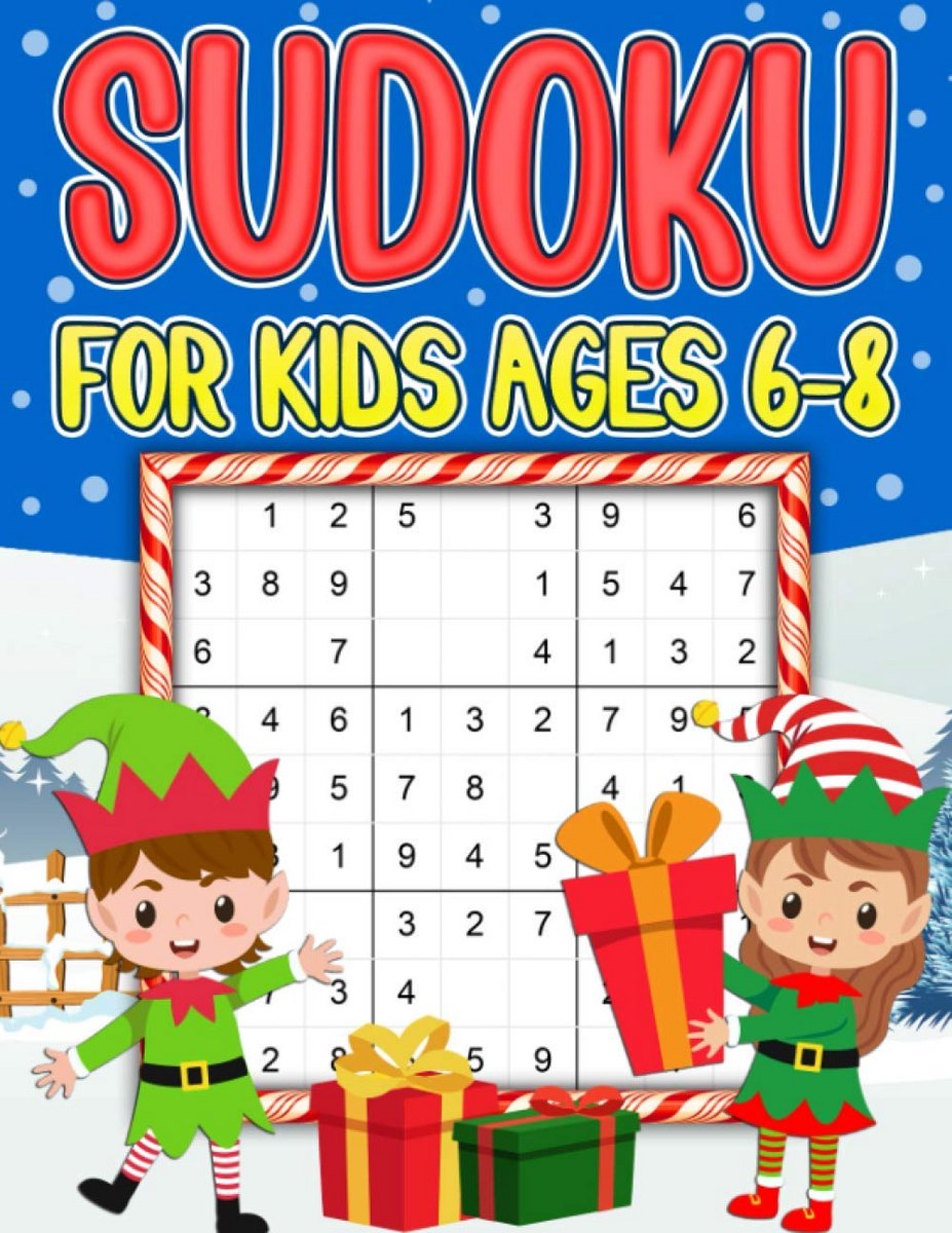 Kerst Sudoku Puzzelboek voor Kinderen 6-8 Jaar - 9x9 Raster - 240 Leuke Denkspellen