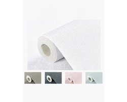 Mogi Products- Isolerend Behang - Zelfklevend Behang voor Woonkamer & Slaapkamer - ± 2 mm Dik en Waterbestendig-Linnenstructuur Wit - Isolatie behang