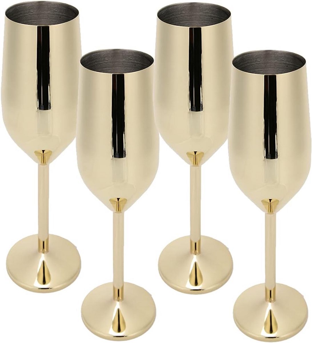 Set van 4 Luxe Onbreekbare Wijnglazen van Roestvrij Staal - Champagnekelk