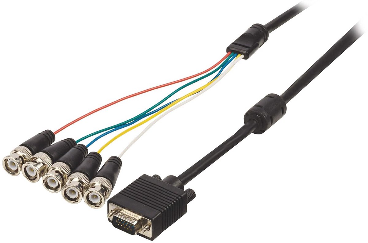 VGA naar 5x BNC Kabel 2 Meter Zwart