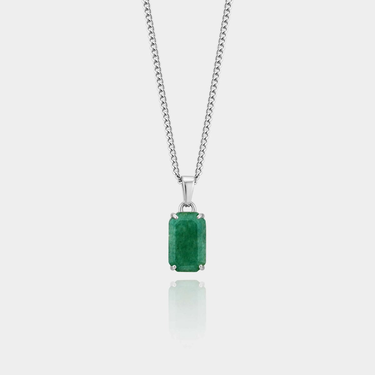 Aventurine Gemstone Pendant - Zilveren Edelsteen Hanger Ketting - 50 cm lang - Ketting Heren met Hanger - Olympus Jewelry