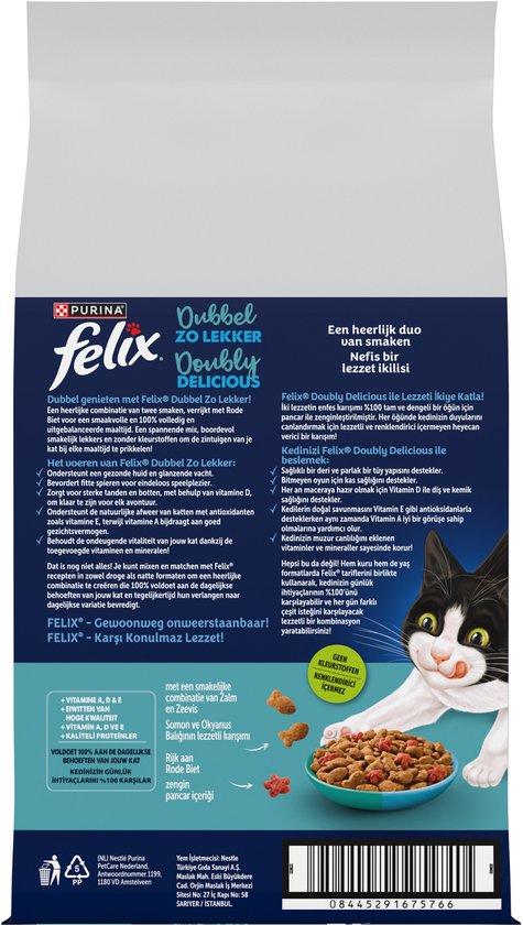 Felix Dubbel Zo Lekker - Kattenvoer droogvoer - Mix van vis - 7.5kg