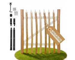 BOGATECO Tuinpoort Hazelnoot – 120x100 cm – Links Draaiend – Inclusief Hang- en Sluitwerk – Houten Hekwerk en Beslag – Voor Schapenhek en Tuinafscheiding