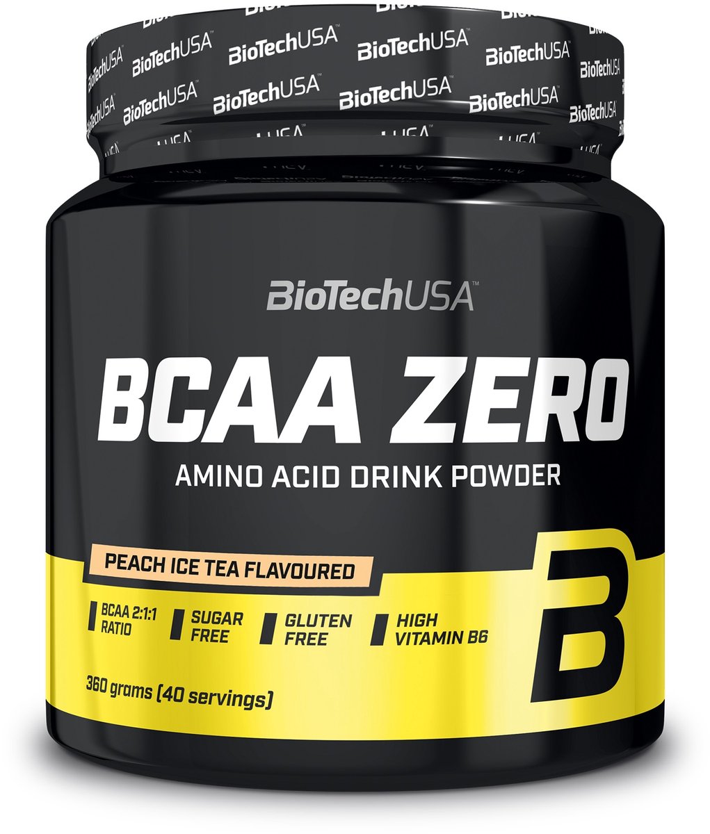 BioTechUSA BCAA Zero | Essentieel aminozuur poeder | 6g BCAA met instant L-leucine | Veganistisch | Suikervrij, Lactosevrij, Glutenvrij, 360 g, Perzik Ice Tea