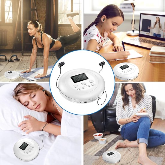 Discman - Draagbare cd-speler - Persoonlijke cd-speler - Wit - 22 cm x 18 cm x 5 cm — afbeelding 5