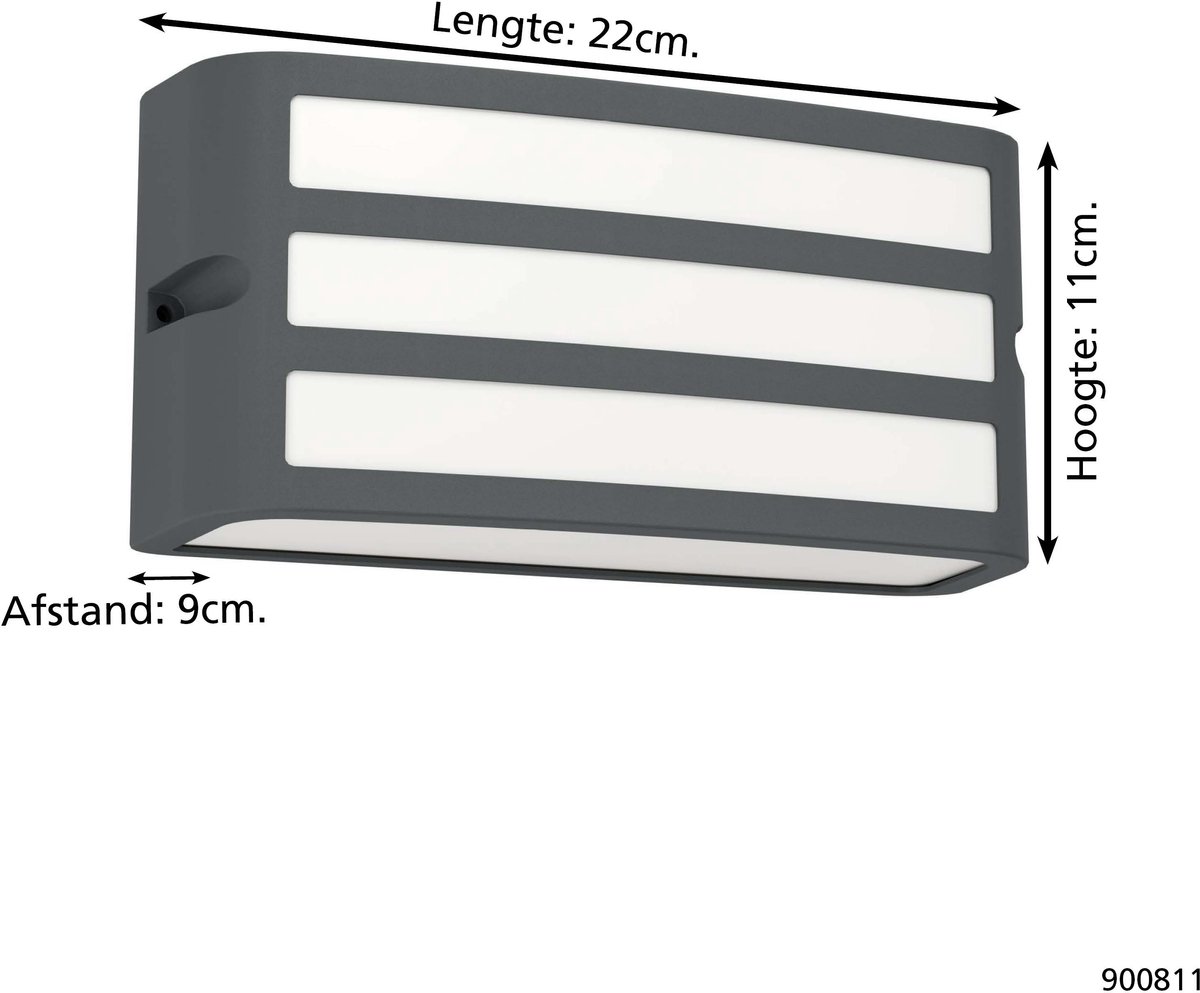 Eglo Camarda Wandlamp Buiten - E27 - 22 cm - Antraciet en Wit